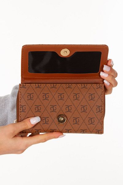 Newish Women's Leather Monogram Patterned Card Holder and Wallet