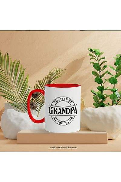 StoryGift Romania Mug With Message In English, Grandfather, Classic, Grandchildren, Stamp, Black and White 330 ml, Ce, Cu, STG