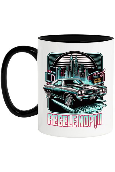 StoryGift Romania Mug king of the night racing car in the night city, 330ml, Ceramic with Man, With