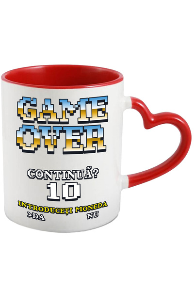 StoryGift Romania Cana Game Over Puneti Moneda Text Pixeli Putini, 330ml, Cer...