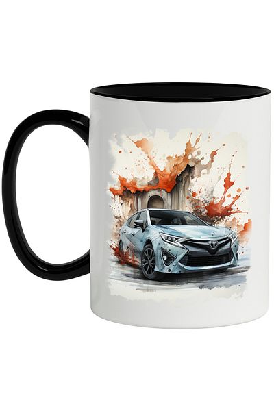 StoryGift Romania Car Mug, Toyota Camry, Watercolor, Abstract, Multicolor 330 ml, Ceramic, With