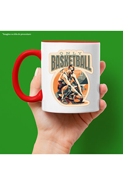 StoryGift Romania Cana Cu Mesaj In Engleza Only Basketball, Minge, Jucator, Sport, Multicolor 330 , Cu ,stg