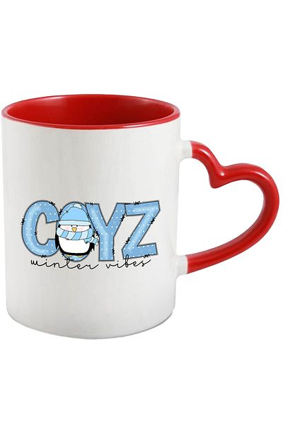 StoryGift Romania Mug with a penguin with the message "Cozy winter vibes", Merry Christmas, illustration, , With ,STG