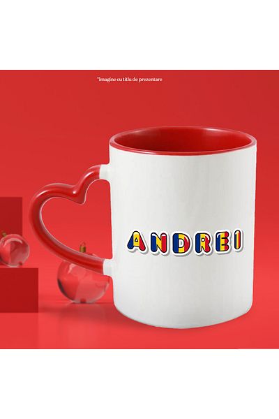 StoryGift Romania Mug With Name Andrei, Romania, Supporter, Romanian Flag, Patriot, 330ml, Wax, With, STG.