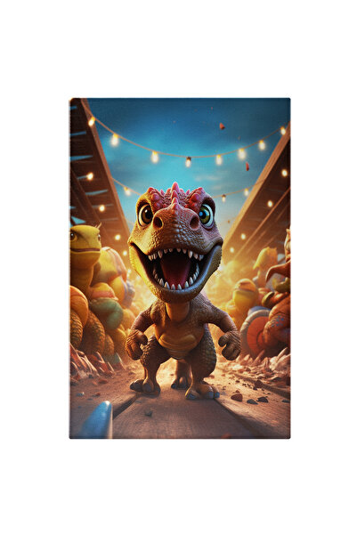 StoryGift Romania Tablou Canvas: Baby Dinozaur Care Zbiara Cu Ochii Verzi Inc...