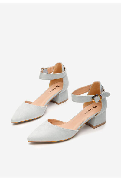 B T Shoes Modré lodičky na nízkém podpatku Kadie