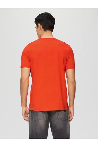 s.Oliver Men's short-sleeved T-shirt with logo and regular fit, Orange, S