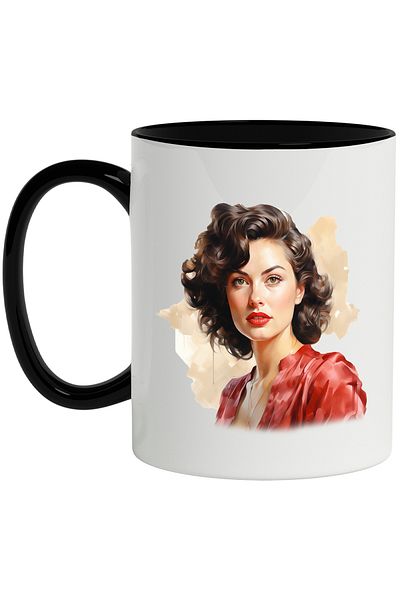 StoryGift Romania Mug With Sophia Loren, Celebrity, Actress, Movie, Retro, Multicolor 330 ml, Wax, With