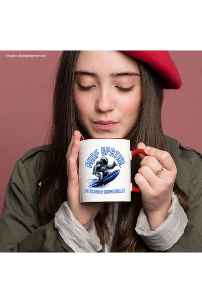 StoryGift Romania Astronaut Space Surfboard Mug. On the waves of the universe, 330ml, Ceramic with M, Cu, STG.