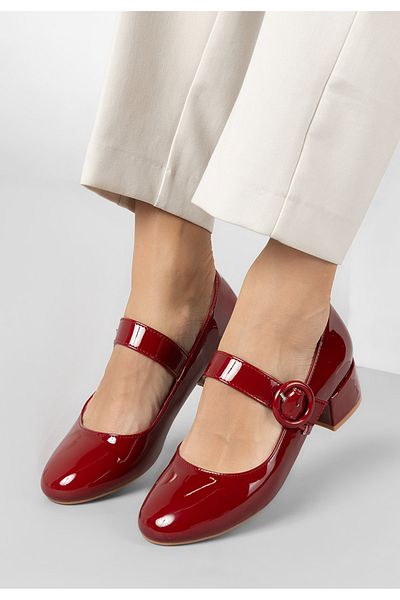 B T Shoes Adevana Red Low Heel Shoes