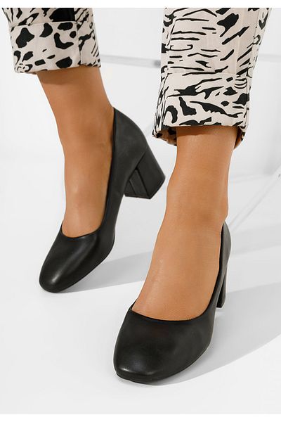 B T Shoes Pantofi Cu Toc Gros Salora Negri