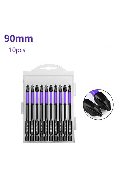 Choice 90mm 10pcs Cross Screwdriver Batch Head Non-slip Ph2 Bit Alloy Steel Magnetic Hardness-impact Drill