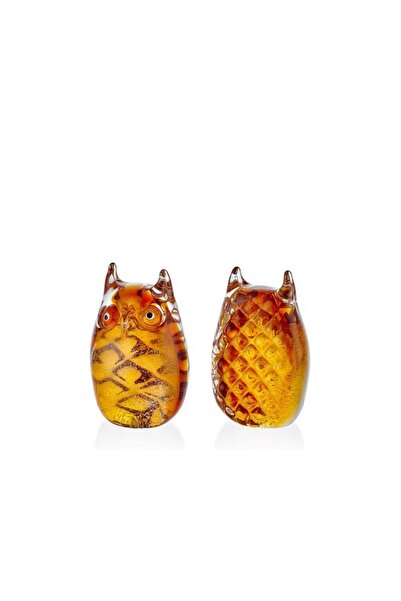 LAMEDORE Owl Yellow Glass Decor 9,5x6,5x13