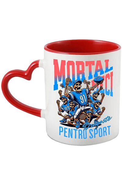 StoryGift Romania Cana Meci Mortal Echipa De Rugby Sport Dragoste Activ, 330ml, Ceramica Cu Maner , Cu ,stg