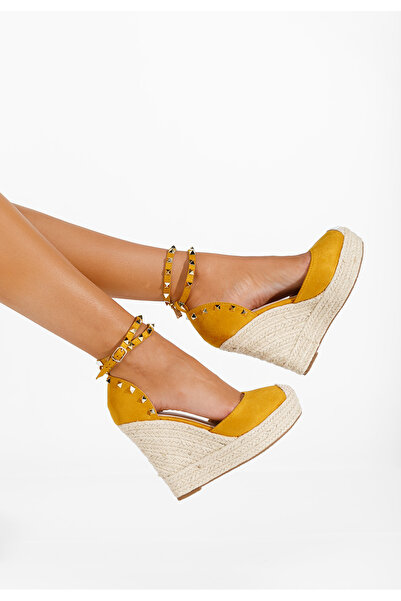B T Shoes Estela yellow platform espadrilles