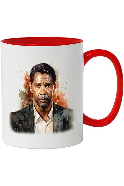 StoryGift Romania Mug With Denzel Washington, Famous Actor, Artist, Movie, Multicolor 330 ml, Ceramic, With