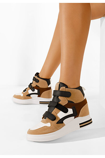 B T Shoes Khaki dámské tenisky na klínku Veleta