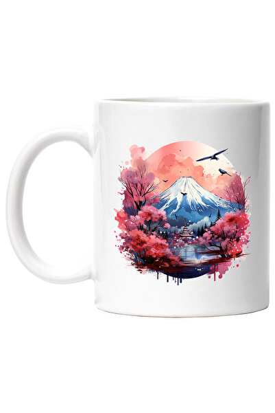 StoryGift Romania Cana Cu Muntele Fuji: Zapada, Lac, Templu, Flori De Cires, Multicolor 330 Ml, Ce, Cu ,stg