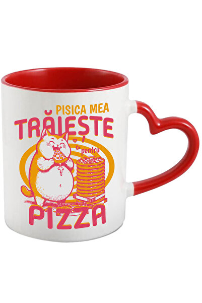 StoryGift Romania Cana Pisica Mancand Pizza Text Pisica Traieste Pizza, 330ml...
