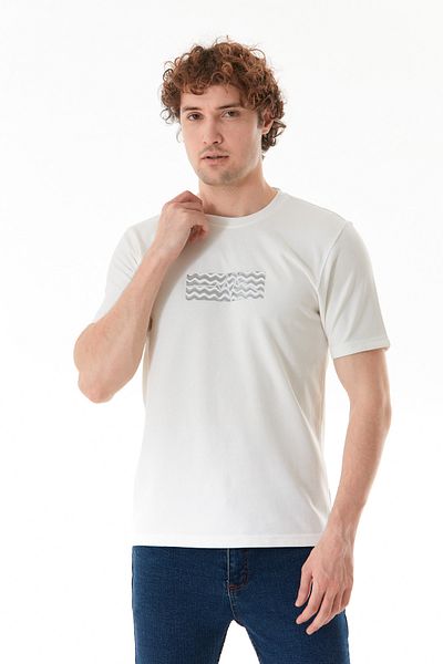 Fulla Moda Μπλουζάκι με λαιμόκοψη με ζιγκ-ζαγκ σχέδιο