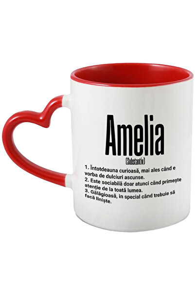 StoryGift Romania Cana Cu Numele Amelia, Si Mesaj Amuzant, Curioasa, Sociabil...