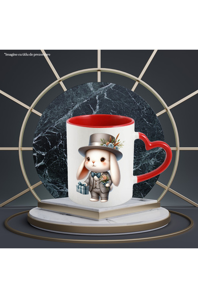 StoryGift Romania Cana Cu Un Iepuras La Costum, Ilustratie, Palarie, Cadou, B...