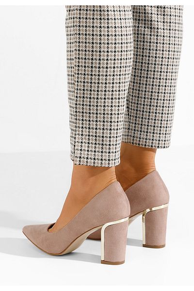 B T Shoes Sireda V2 Khaki Chunky Heel Shoes