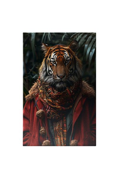 StoryGift Romania Canvas Painting The Power of the Red-Coated Tiger, The Jungler in the Middle of Nature, Painting