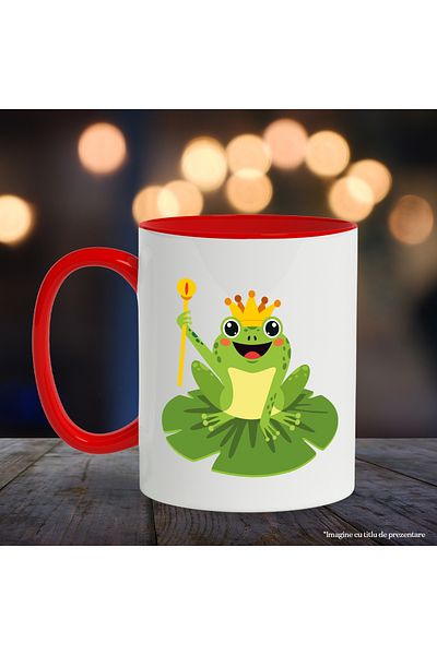 StoryGift Romania Mug With Frog, Fairy Tale, Crown, Prince, Scepter, Water Lily, Multicolor 330 ml, Ceramics, With ,STG
