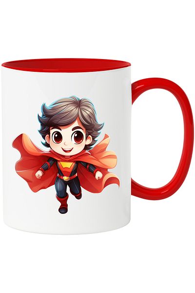 StoryGift Romania Mug with a boy hero | illustration | red cape | hero costume | superhero, With