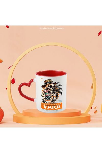StoryGift Romania Beach Ready Skeleton Mug - I'm Ready for Summer, 330ml, Ceramic with Linen Handle, With ,STG