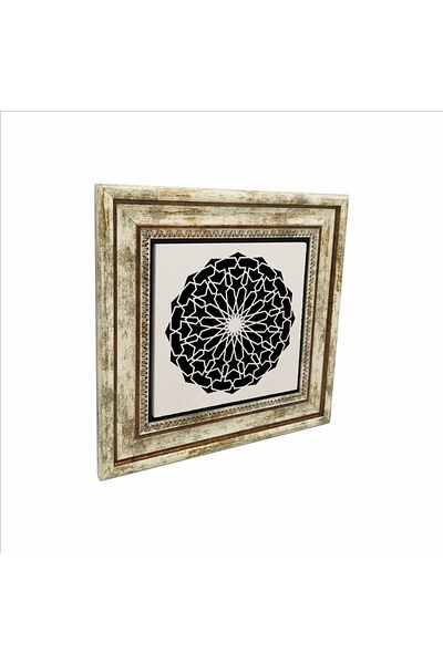 Sadrazam Round Rumi Pattern Printed Natural Stone Table (25 X 25 Kd-90)