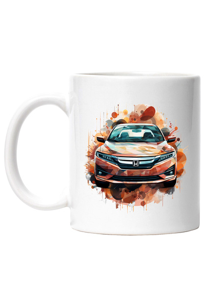 StoryGift Romania Cana Cu Masina, Honda Accord, Ilustratie Watercolor, Mosaic...