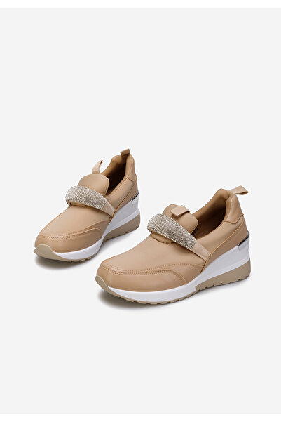 B T Shoes Khaki dámské tenisky na klínku Rubica