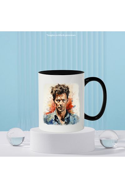 StoryGift Romania Mug With David Bowie, Singer, Artist, Celebrity, Multicolor 330 ml, Ceramic, With