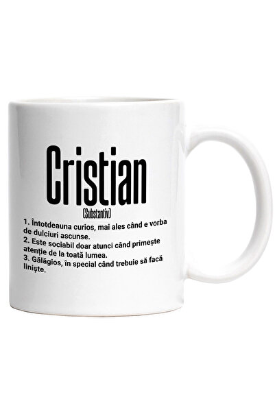 StoryGift Romania Cana Cu Numele Cristian, Cu Mesaj Amuzant, Curios, Sociabil...