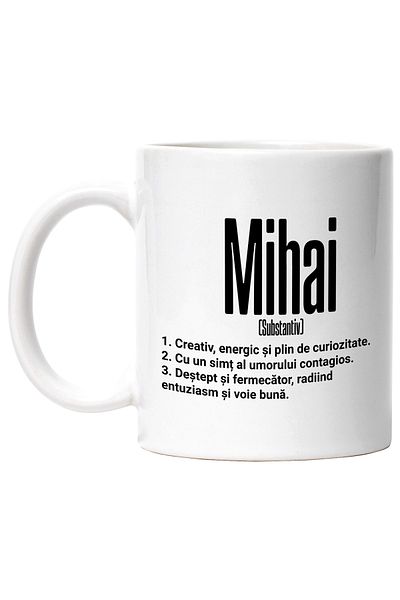 StoryGift Romania Cana Cu Numele Mihai, Cu Mesaj Motivational, Creativ, Energic, Curios, Destept, , Cu ,stg