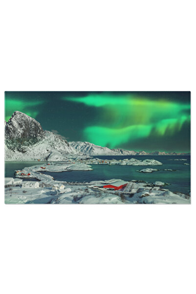 StoryGift Romania Tablou Canvas Satul Hamnoy Si Podul Vazute De Pe Insula Ole...