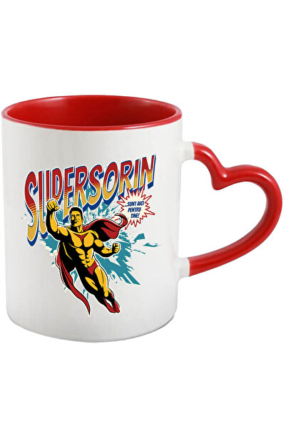 StoryGift Romania Cana Cu Barbat Puternic In Zbor Super Erou Costum Desene Animate Text Super Sori, Cu ,stg