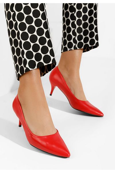 B T Shoes Modena Red Mid Heel Shoes