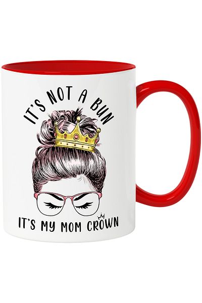 StoryGift Romania Mug with the message "It's not a bun, it's my mom crown", illustration, mom, crown, , With ,STG