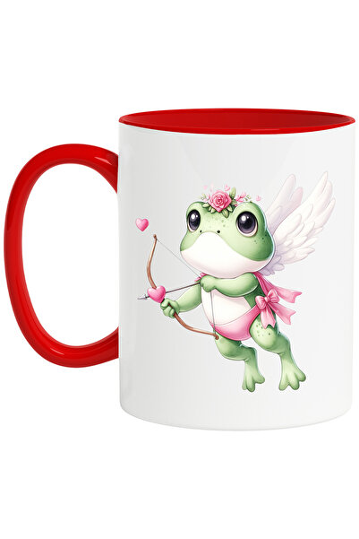 StoryGift Romania Cana Cu O Broscuta Cupidon | Ilustratie | Inimioare | Trage Cu Arcul | Verde | I, Cu ,stg