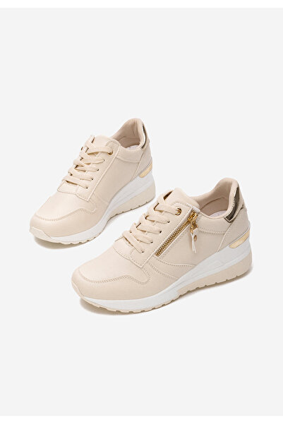 B T Shoes Béžové dámské tenisky na klínku Rafina