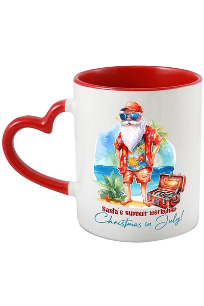 StoryGift Romania Mug with the message "Santa's Summer workshop: Christmas in July!", summer, vacation, re, With ,STG