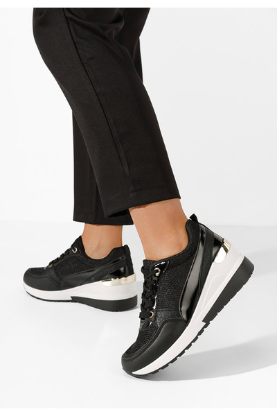 B T Shoes Černé dámské tenisky na klínku Tevega