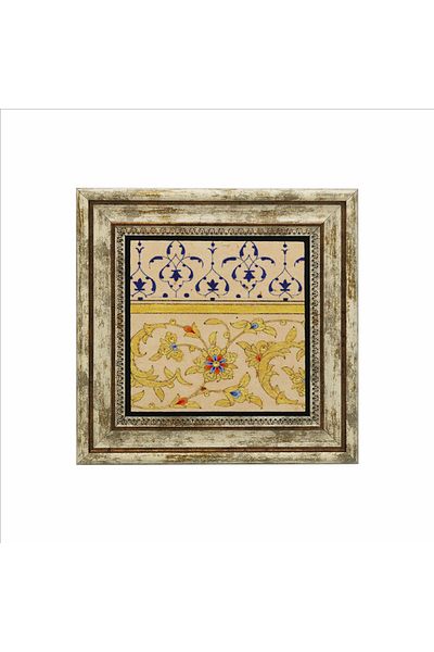 Sadrazam Tablou din piatră naturală imprimată cu model de aur otoman (25 X 25 KD-48)