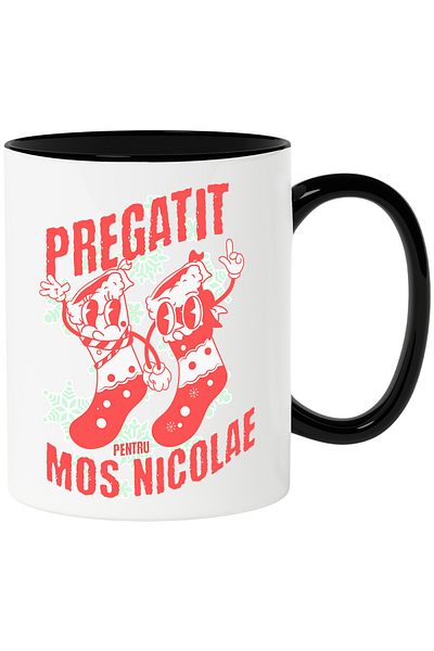 StoryGift Romania Mug ready for Santa Claus socks pair Christmas celebration, 330ml, Ceram, Cu