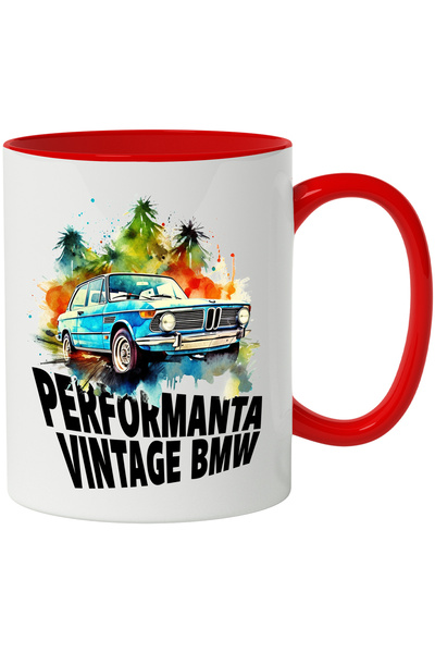 StoryGift Romania Cana Cu Mesaj Perfomanta Vintage Bmw, Masina, Ilustratie, M...