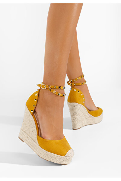 B T Shoes Estela yellow platform espadrilles
