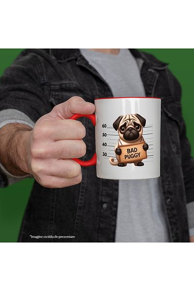 StoryGift Romania Mug with Pug, dog, pet, illustration, bad, arrested, in prison, t, With ,STG.